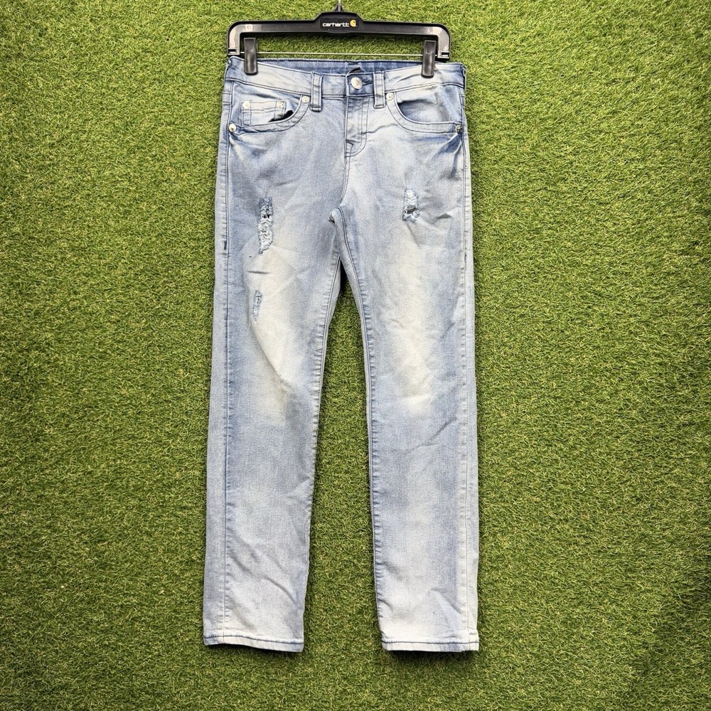 True Religion Jeans Girls 14 Geno Relaxed Slim Fit Mid Rise Light Wash Denim